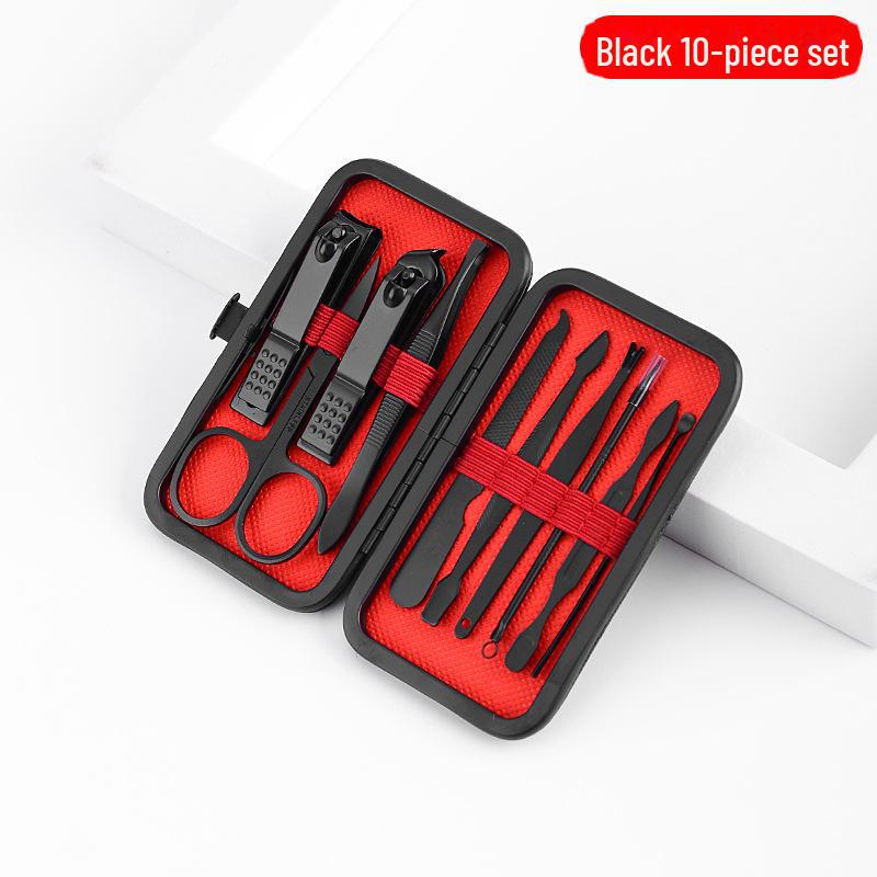 Набор из 24 предметов из черной нержавеющей стали для ухода за ногтями и грумингом