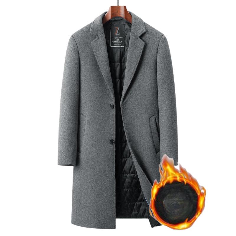 Autumn and Winter New Men's Trench Coat Medium and Long Suit Collar Business Casual Cotton Thickened Coat Men's Coat