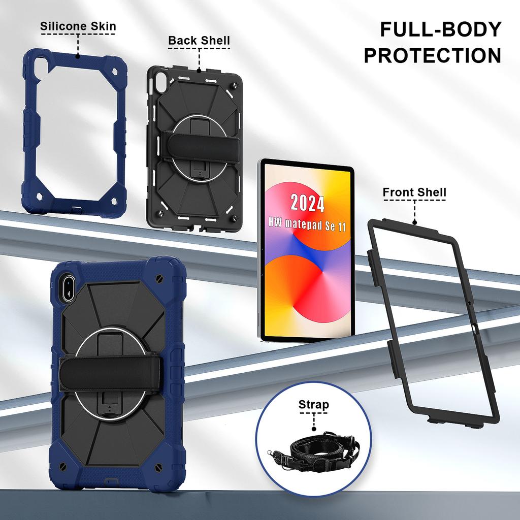 For Huawei MatePad SE 11 Case Kickstand Silicone+PC Tablet Cover with Shoulder Strap