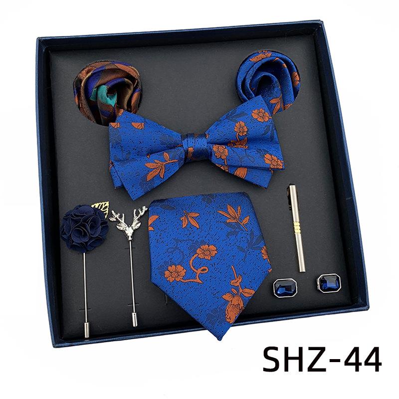 Men'S Tie Light Luxury Gift Box Wedding Tie Bow Tie Pocket Towel Brooch Cuffs Father'S Day Gift Box
