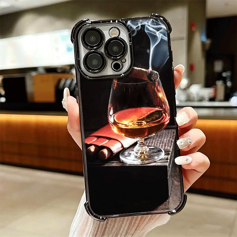 Чехол для телефона с покрытием 'Сигара Виски Ледяной Напиток' для Iphone 16 17 Pro Max Air 16E 14 15 Plus 12 13 Mini Противоударная крышка с Airbag