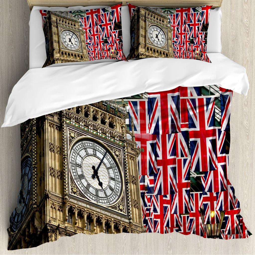 Simple British British Expired Three-Piece Digital Printing Quilt Cover Bedding Home Textiles