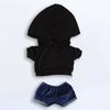 Niannyyhouse 15cm Plush Clothes, Pockets, Hoodie, Jeans, Cotton Doll Clothes, Dress-Up (Black)