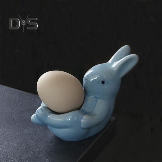 Подставка для яиц в виде лежащего кролика, керамическая подставка для яиц в виде кролика, пасхальное украшение, подставка для яиц всмятку, обеденный стол, сувениры для весенней домашней вечеринки