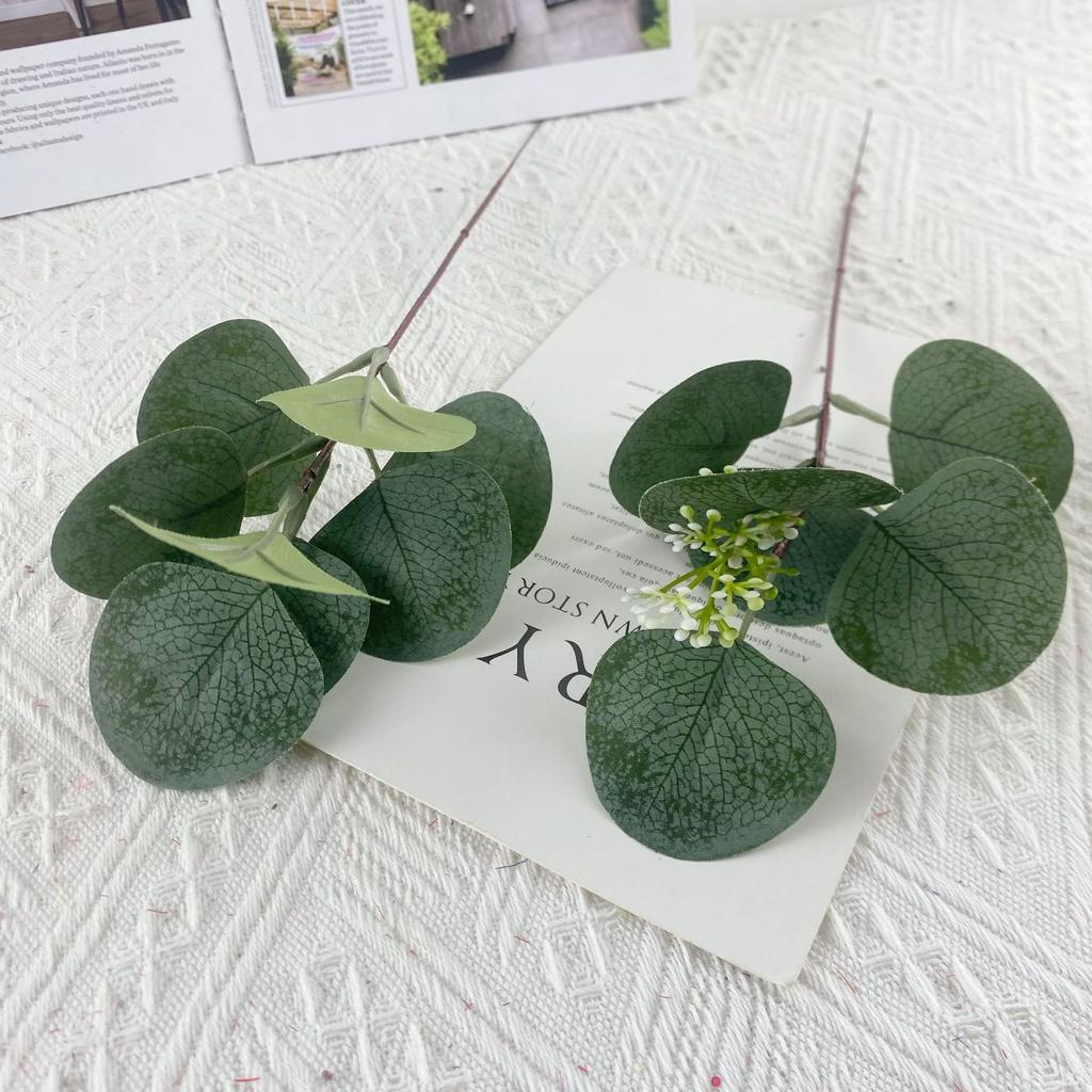 10pcs Direct Sales Simulated Eucalyptus Leaf Wedding Money Leaf Dining Table Flower Arrangement Artificial Eucalyptus Leaf Single Decorative
