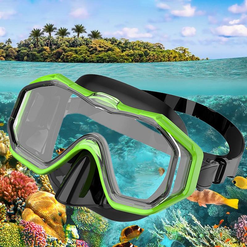 Swimming Goggles With Nose Cover Clear Tempered Glass Snorkel Goggles Anti-Fog Pool Goggles With Soft Silicone Seal Waterproof