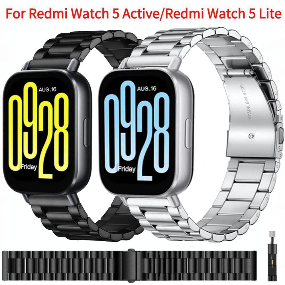 Металлический ремешок 22 мм 20 мм для Redmi Watch 5 Active Браслет из нержавеющей стали Ремешок для часов для Redmi Watch 5 Lite Сменные аксессуары