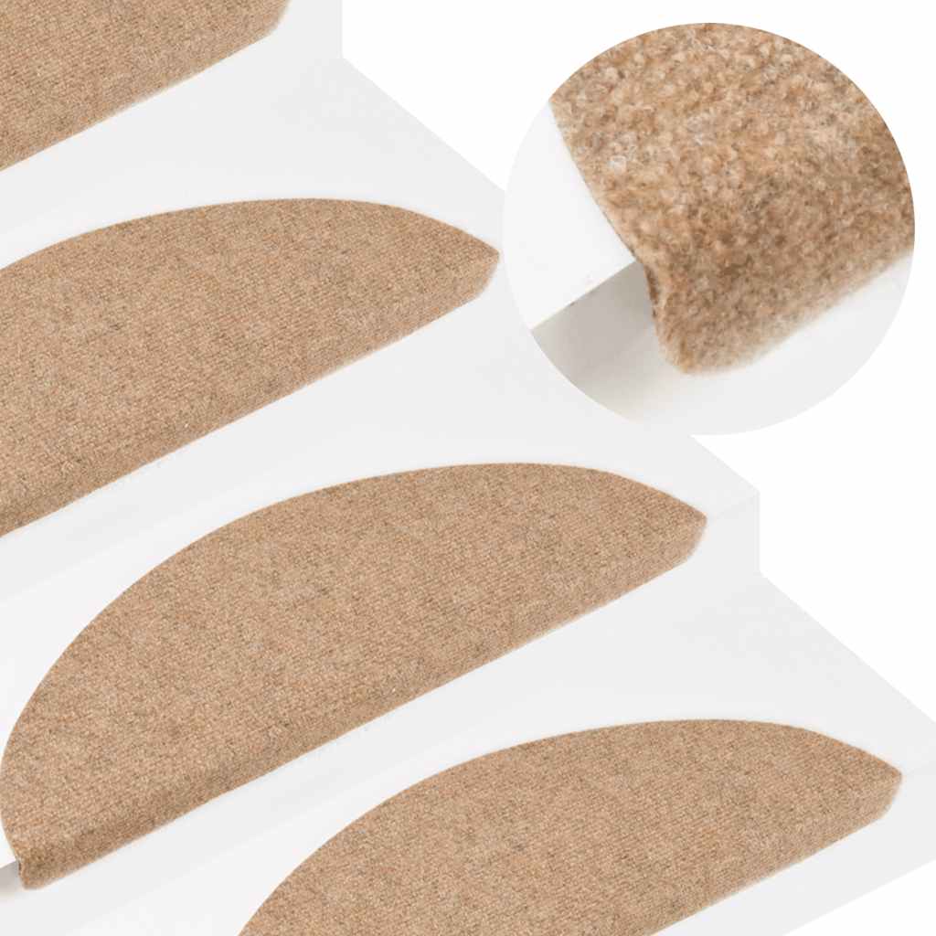 Self Adhesive Stair Treads 15 pcs 56 x 17 x 3 cm Beige