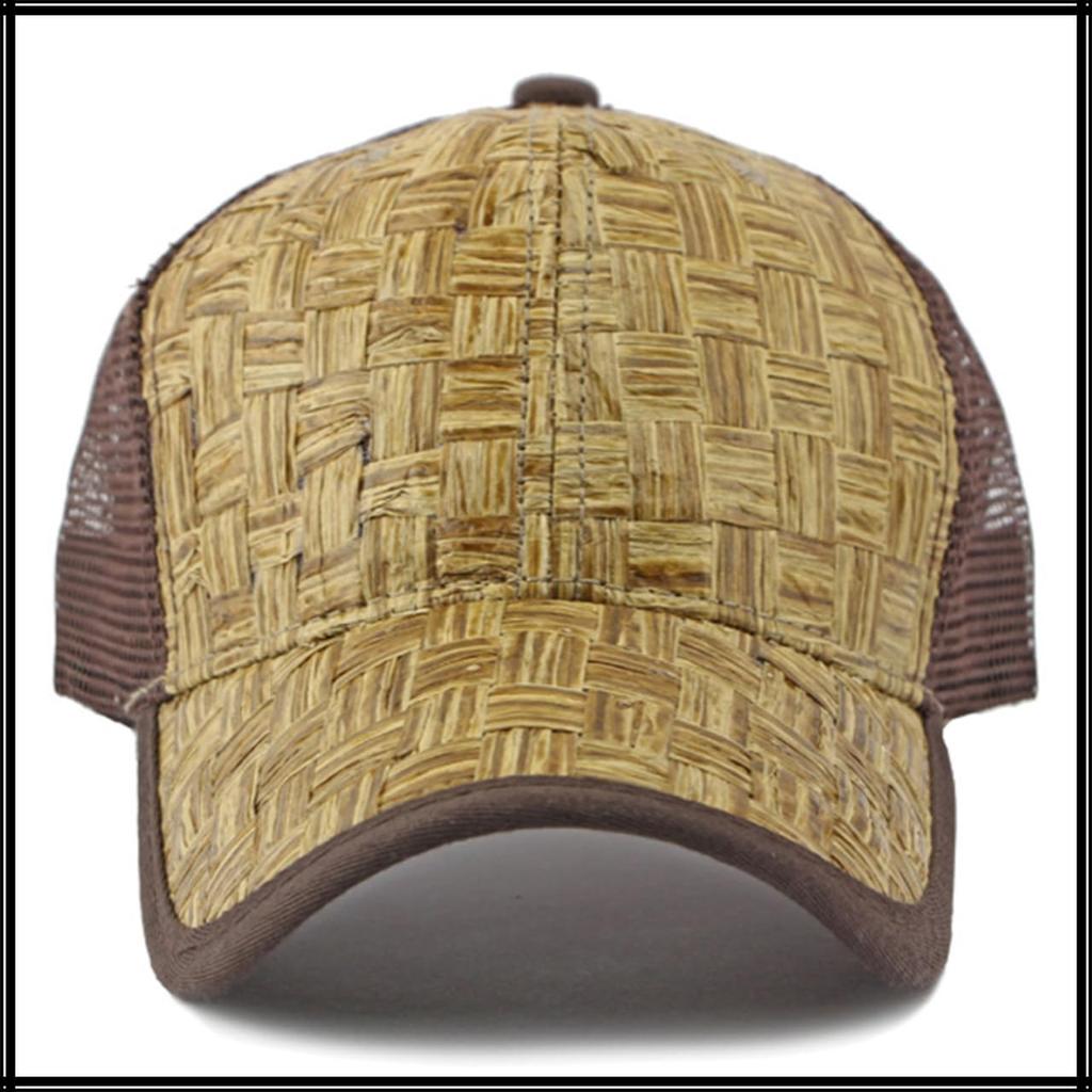 Соломенная сетчатая кепка шляпа защита от солнца дышащая стильная крутая CZA257 [Белый Клык] мужская женская (черный)