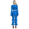 Womens 70s Retro Disco Long Sleeve Flared Jumpsuit Sparkle Costume