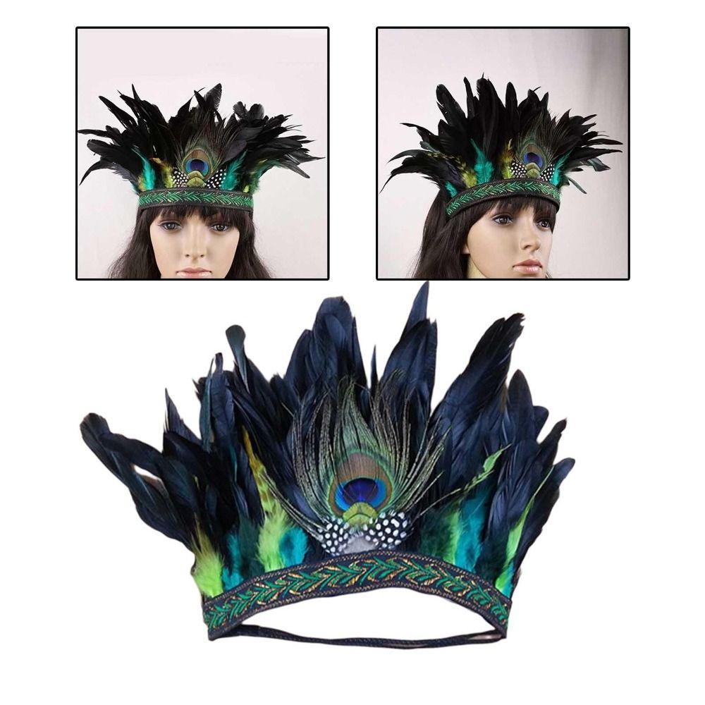 Peacock Costume Decorative Headdress With Strap Indian Headband New Hair Band Halloween