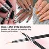 6Pcs Nail Art Brush Design Tip Painting Drawing Carving Dotting Pen FlatFan Liner Acrylic Gel UV Polish Manicure Tools