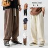 Большие размеры, мужские повседневные брюки в японском стиле на весну и осень, драпированные хлопковые брюки, винтажные длинные брюки с двойной складкой и шнурком