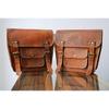 Leather Motorcycle Saddle Bags Two Brown Leather Side Pouch Panniers Real Goat