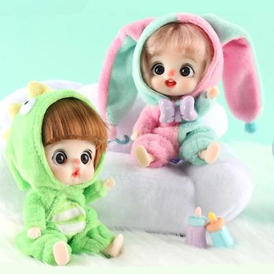 12 см Милая Мини Кукла Животное Серия Пижам Обучающие Игрушки Сделай Сам Наряди Суставные Куклы Подарки на День Рождения 3D Глаза