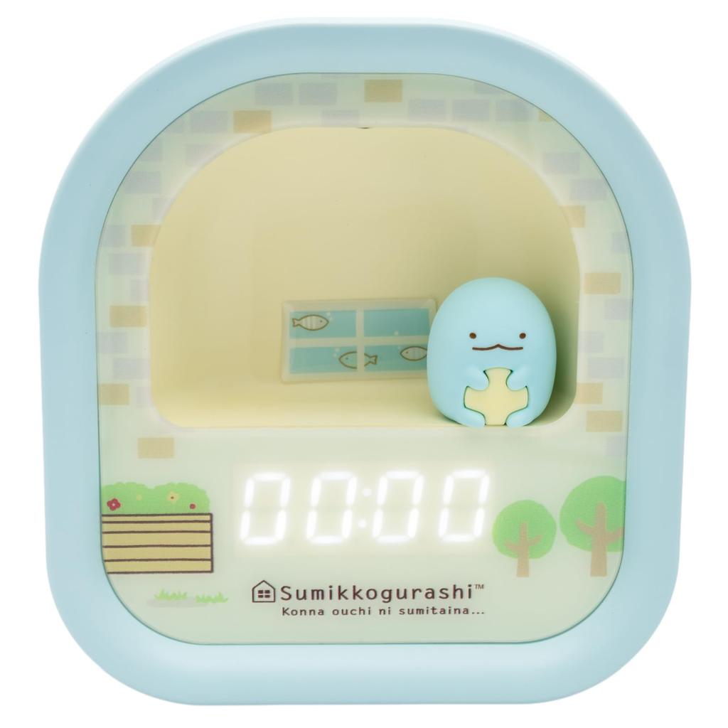 Цифровые настольные часы ALIAS с 3D-фигуркой Sumikkogurashi, светодиодной подсветкой, двойным питанием, в комплекте со стикерами, декоративные, Синяя ящерица (AC24026SXSG-BU)