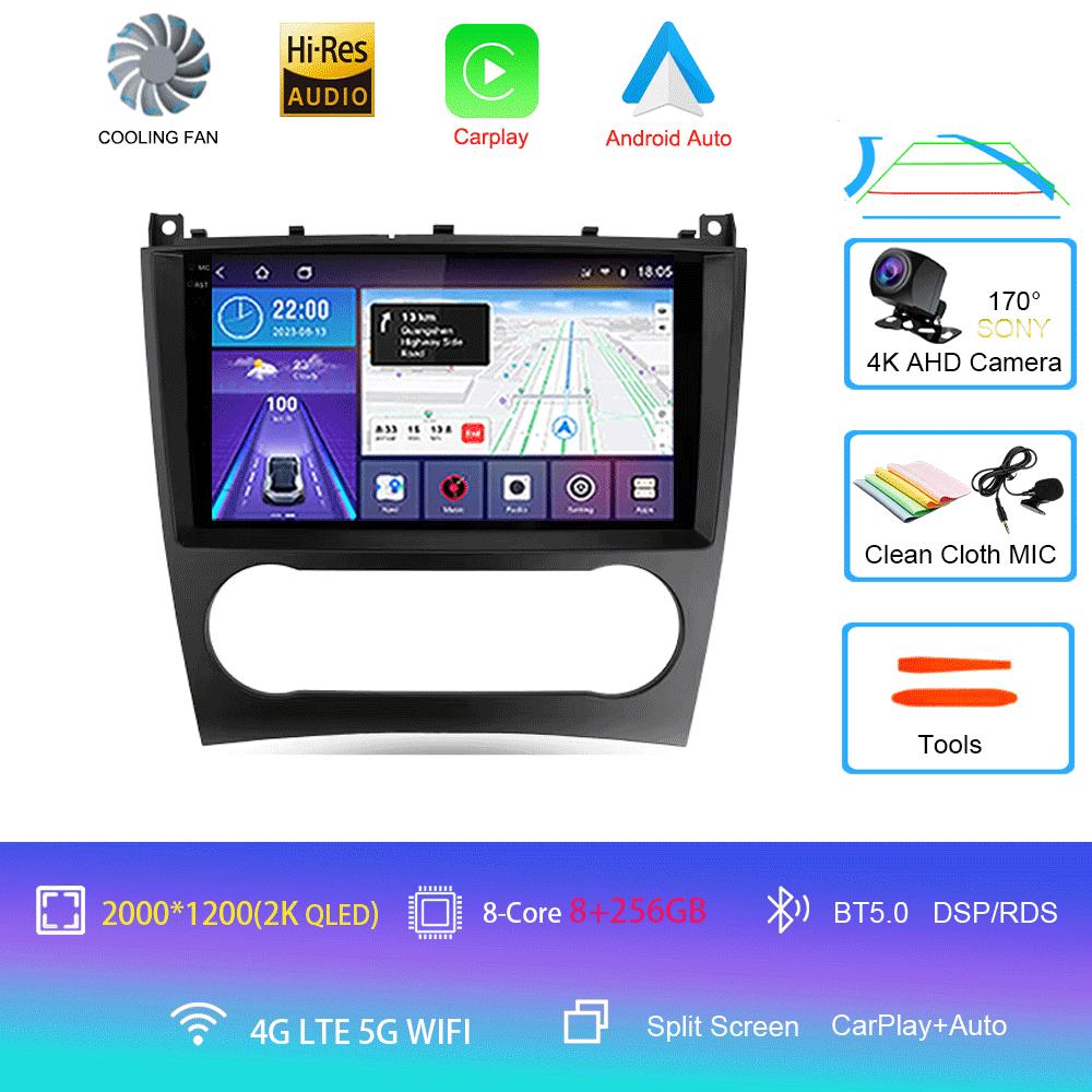Автомобильное радио Android 14 Carplay для Benz W203 W209 C180 C200 C220 C230 2004 - 2011 Навигация GPS Мультимедийный плеер Wi-Fi+4G BT Авто