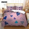 3D Love Heart Duvet Cover Microfiber Romantic Love Affection Theme Bedding Set King Full For Kids Teen Valentines Day Room Decor