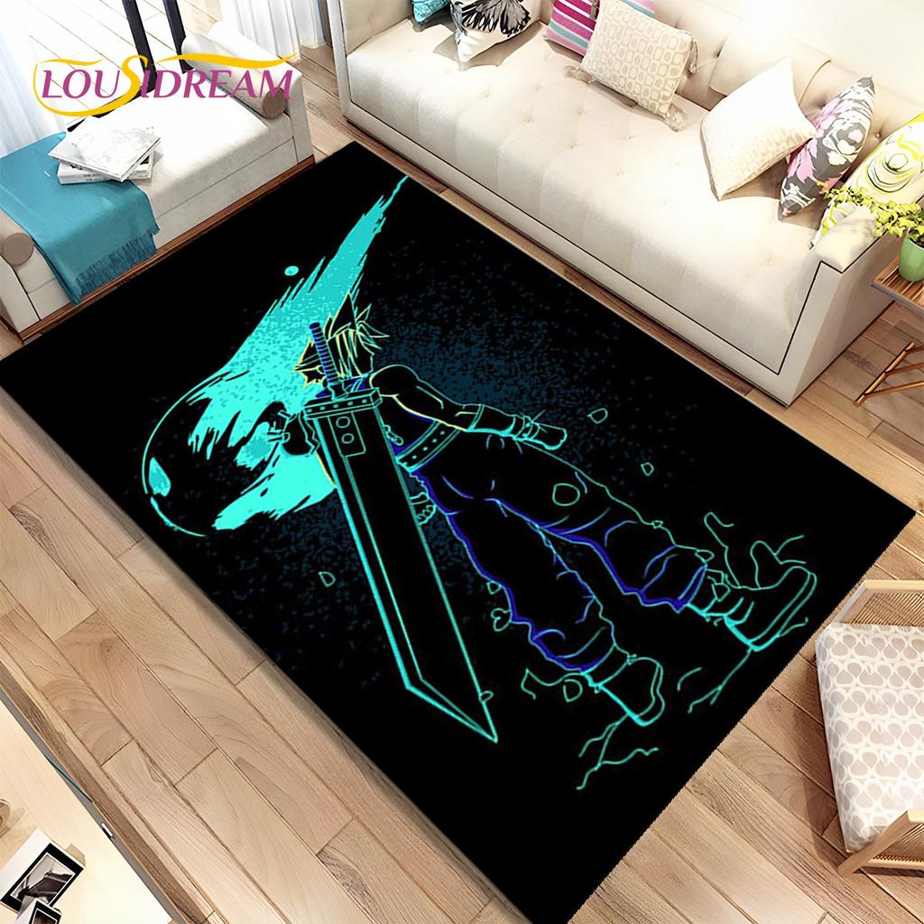 Final Fantasy Series Games Area Rug,Carpet Rug for Home Living Room Children's Bedroom Sofa Doormat Decor,Non-slip Floor Mat 3D