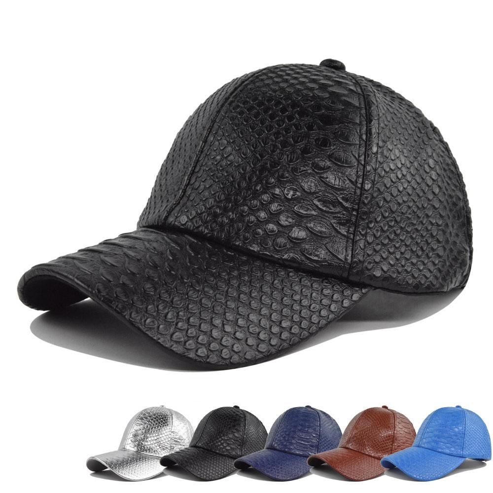 High Quality Classic Fake Crocodile PU Baseball Cap Solid Leather Fashion Snapback Hat Skull Cap For Unisex Women Hip-hop Hat Gorra