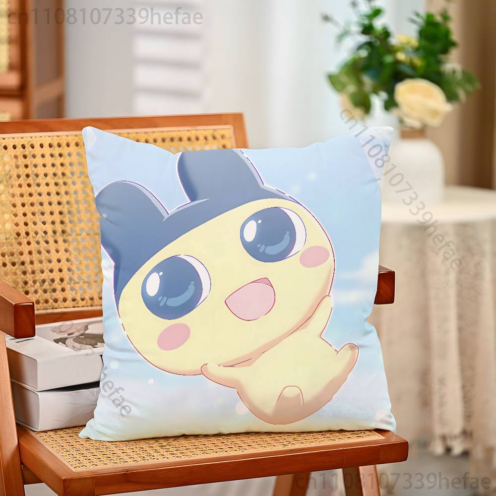 TTamagotchi MMametchi Funny Pillow Case Antidustmite Pillowcase Invisible Zipper Silky Short Plush Sofa Cushion Cover