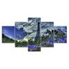 Paris Eiffel Tower Pink Flower Scenery 5 Piece Five Panel Wall Canvas Print Modern Art Poster Picture Home Decor Gift For Him For Her