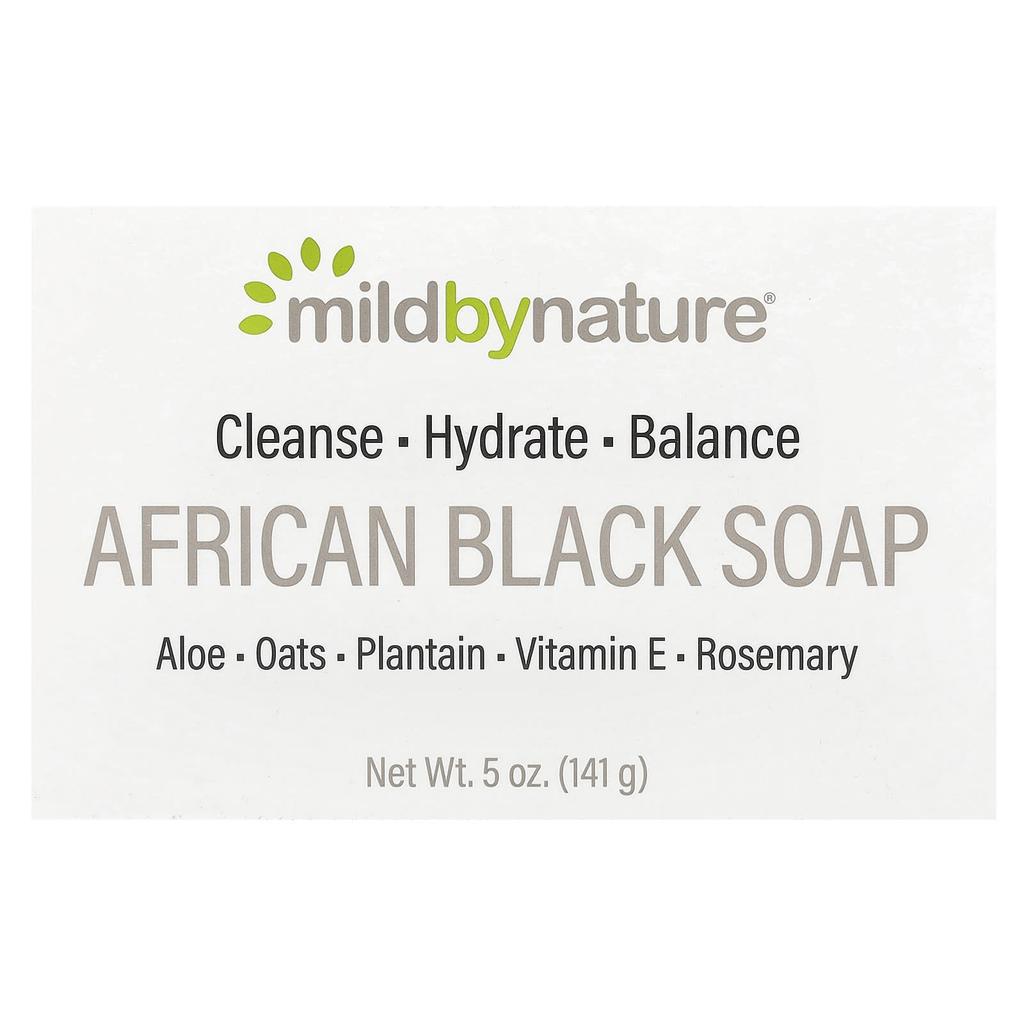 Mild By Nature African Black Soap, Bar Soap with Oats and Plantains, 5 Oz (141 G)