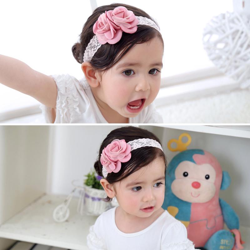 Детская повязка на голову с кружевными бантиками и цветами для новорожденных, повязки для волос для девочек, детский тюрбан, детские аксессуары для волос