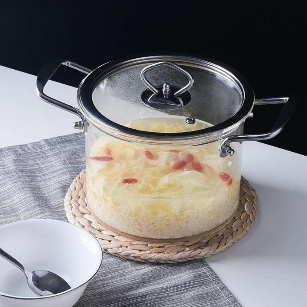 Жаропрочная прозрачная кастрюля для приготовления пищи 2,5/3,5/4,5 л Стеклянная кастрюля для супа Стеклянный сотейник Кухонные инструменты для приготовления пищи