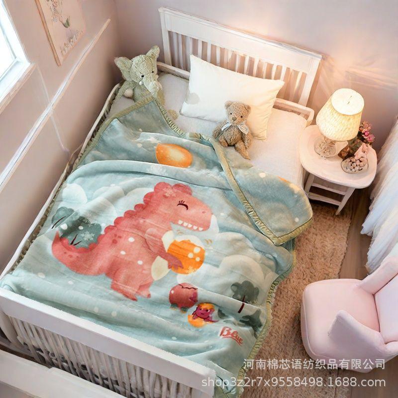 Soft Double-Layer Baby Blanket Toddler Nap Time Winter Warm Throw Kids Nursery Daycare Use