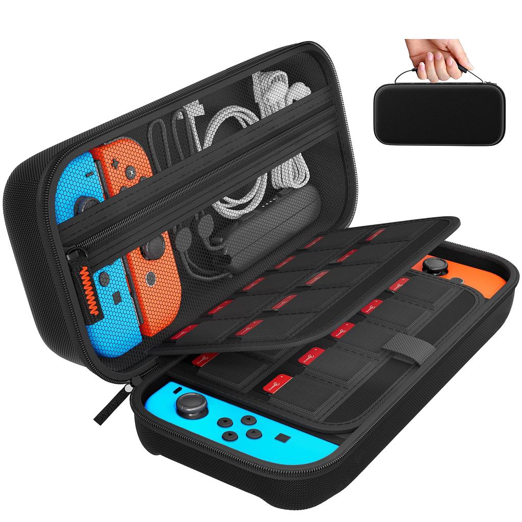 With OLED OLED Protective Storage Nylon Full Large Holds 20 Game Travel Carrying Small Item Convenient To Carry [Compatible Switch/Switch Models]