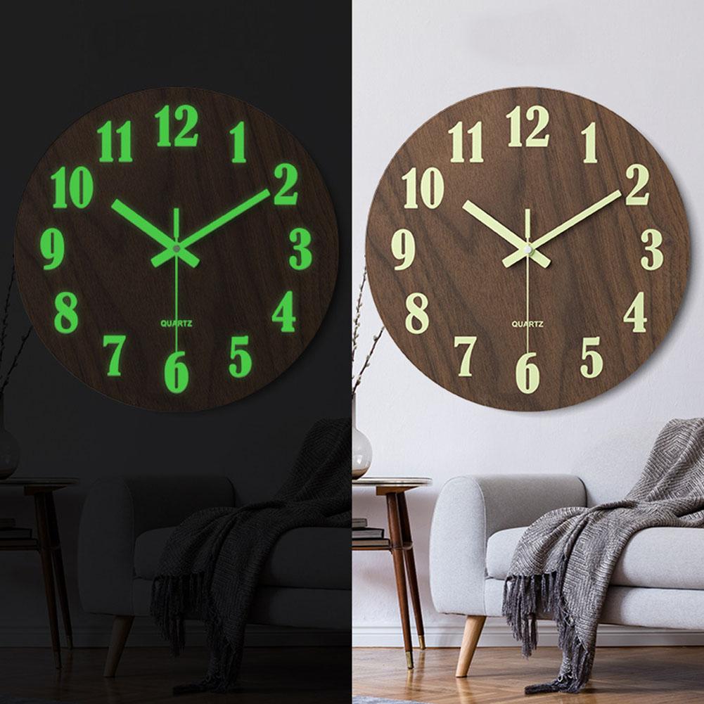 Bedroom Luminous Wall Clock Inch Night Light Nordic Home