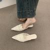 Breathable Lace Bag Head Half Slippers Women's Summer Wear French Beautiful Sandals 3cm Kitten and Pointed Muller Shoes