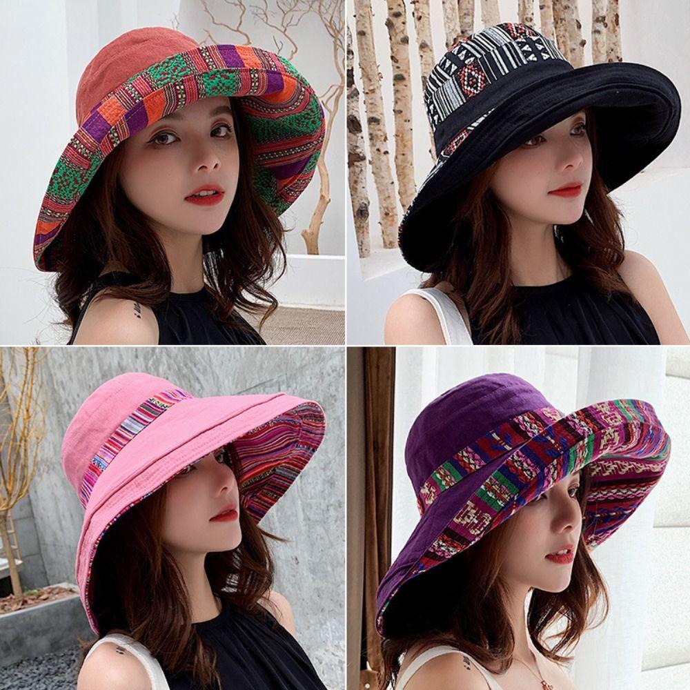 Autumn Basin Cap Retro National Sun Protection Summer Wide Brim Beach Sun Hat Sun Hat Womens