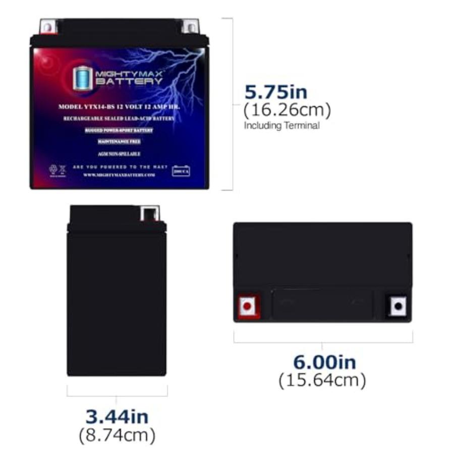 Аккумулятор YTX14BS для Honda TRX450ES Foreman ES 4x4 19982001 Двойной комплект с высокой производительностью и длительным сроком службы для внедорожного AT