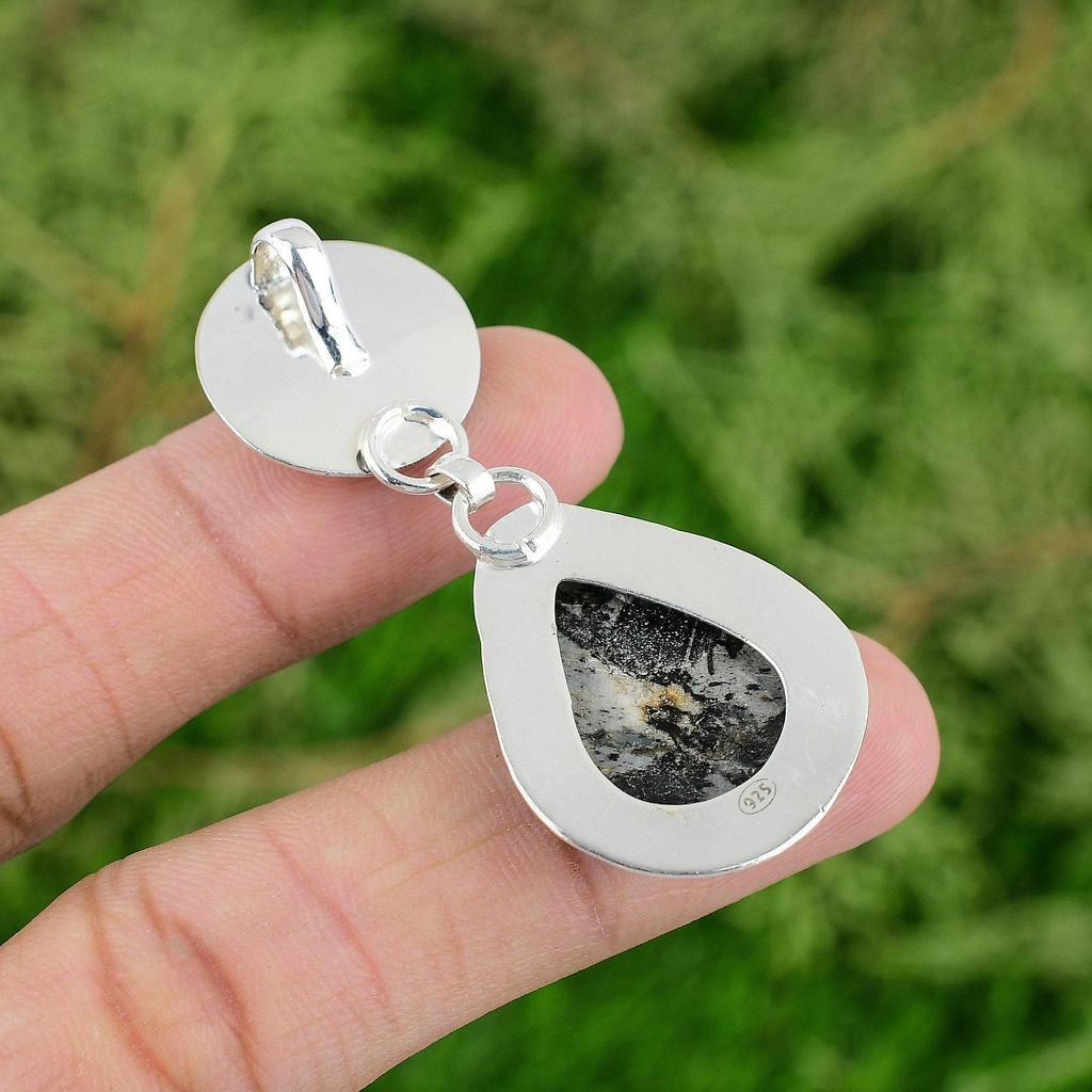 Sterling Silver Natural Hornblende Peridot Mother Mermaid Bezel Pendant Jewelry