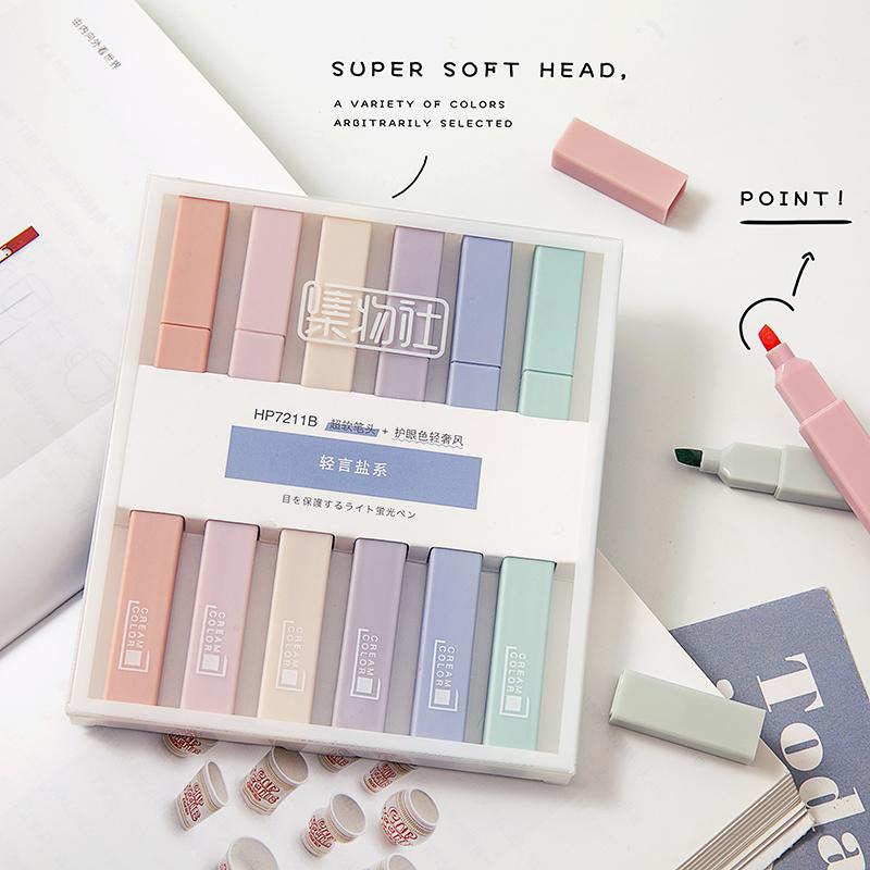 6 шт., легкий роскошный стиль, цветной набор маркеров-маркеров, супер мягкий наконечник, лайнер Morandi, краска для рисования, художественная школа