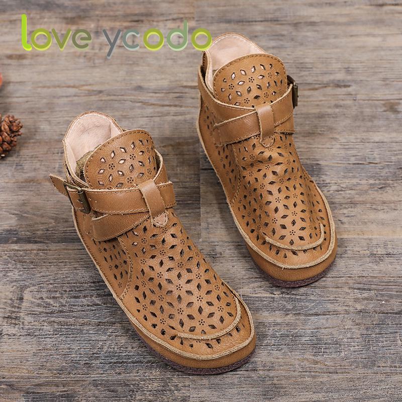 Женские летние удобные повседневные ботильоны из натуральной кожи Love Ycodo