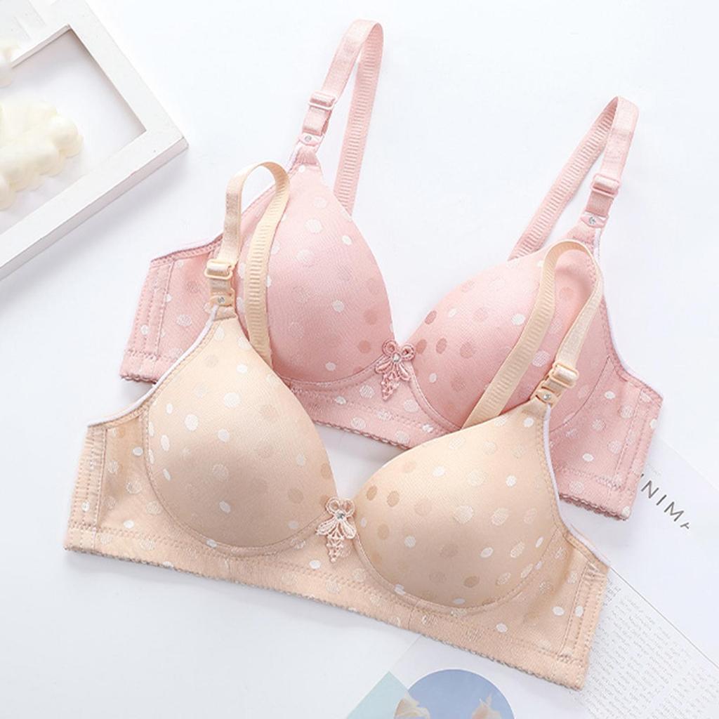 Sexy Women Thin Push-up Bra Adjustable Shoulder Straps Dot Print U-Shaped Beauty Back Wireless Anti-sagging Brassiere