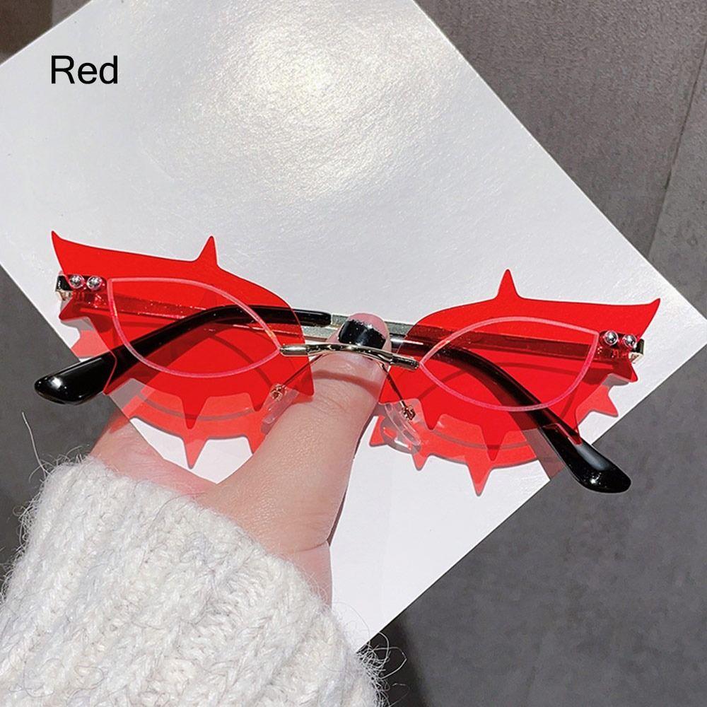 Солнцезащитные очки в стиле хип-хоп без оправы для вечеринок, винтажные солнцезащитные очки без оправы с тонированными линзами и шипами