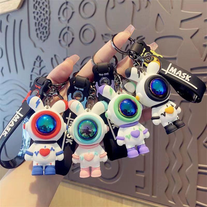 6cm Cartoon Lightning Bear Keychain Cute Astronaut Bear Doll Keyring Bag Pendant Couple Car Keyholder Creative Bag Charm Accessories ADM