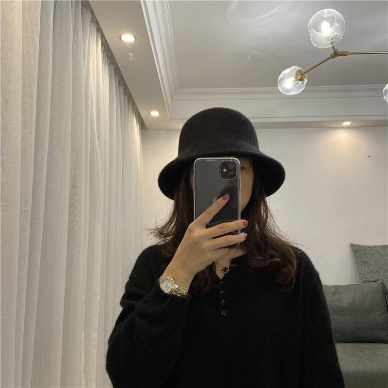 Кашемировая шерсть Регулируемая шляпа-рыбак Женская утолщенная осенне-зимняя шляпа-ведро Шерстяная в японском стиле С маленькими полями Короткополая шляпа-рыбак