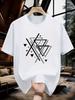 Unisexs Casual Comfort ShortSleeve 100 cotton TShirt with Geometric PatternStylish VersatilePerfect for Attire