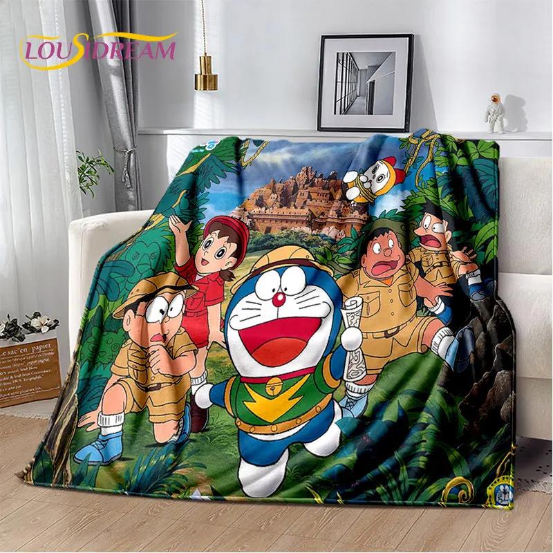 Плюшевое одеяло Doraemon, Мультяшное аниме, Мягкое, Фланелевое покрывало, Для гостиной, спальни, кровати, дивана, Пикника, Теплое для детей