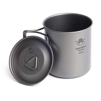 Титановая чашка со складными ручками, легкая чашка для воды для походов, кемпинга, рыбалки