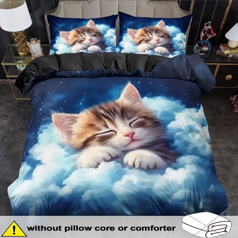 Прекрасный милый кот 3D принт постельное белье уютный пододеяльник кинг, квин, твин, односпальный размер подарок на день рождения для девочки, мальчика, ребенка, украшение спальни