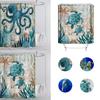 Экологичная шторка для душа с морской черепахой и осьминогом, изготовленная из мягкого полиэфирного волокна и оснащенная крючками для легкой установки