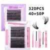 320-Cluster False Eyelashes Set: Includes Glue, Remover, Tweezers, and Individual Lashes (50P, 60P, 80P, 100P Options)
