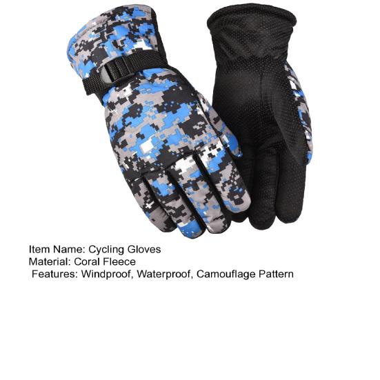 1 пара зимних камуфляжных перчаток для велоспорта, теплые, ветрозащитные, водонепроницаемые, регулируемые, для холодной погоды, для мужчин и женщин, перчатки с полным пальцем для езды на мотоцикле, катания на лыжах
