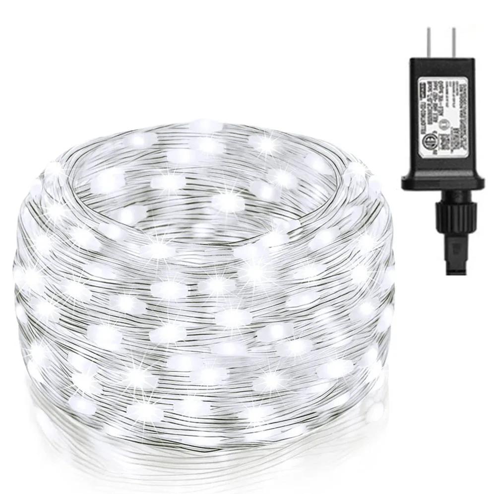 20M 50M 100M ПВХ Рождественская гирлянда Светильник Уличный Вилка в елочную веревку Сказочный светильник Водонепроницаемая трубка гирлянда